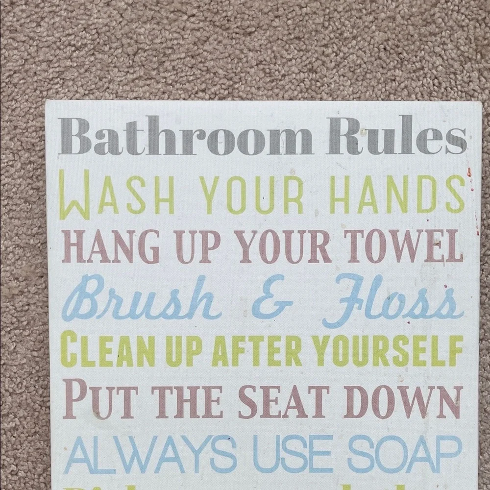 Colorful Bathroom Rules Wall Art